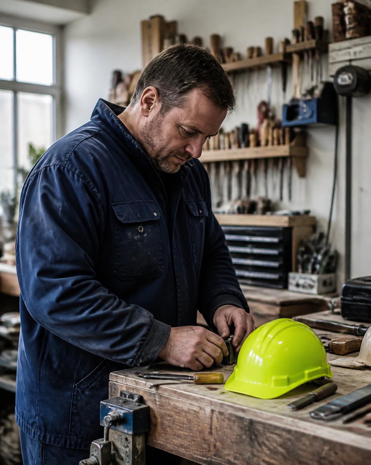 Selbstständiger Handwerker in einer Werkstatt