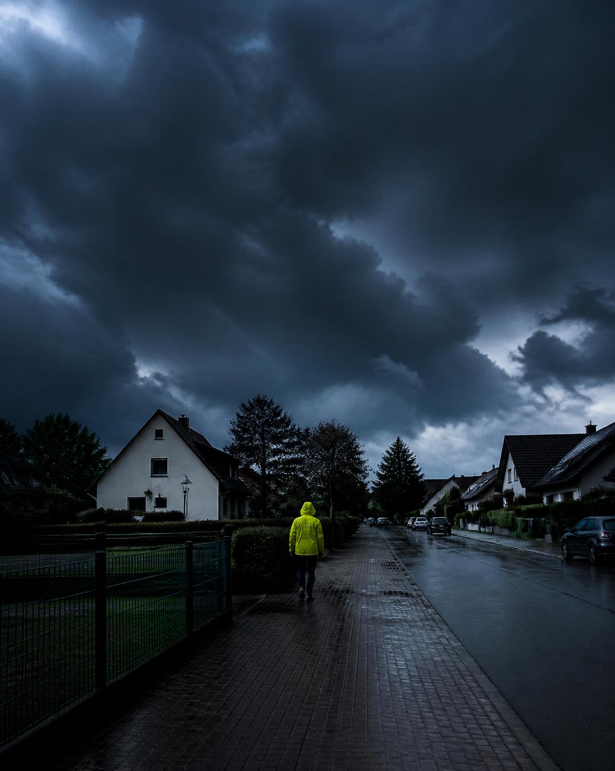 Dramatische Gewitterwolken über einem fränkischen Ort